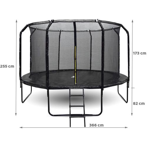 Trampolin SKYFLYER 366 cm - crni slika 6