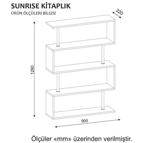 Woody Fashion Polica za knjige, Bijela boja, Sunrise - White slika 3