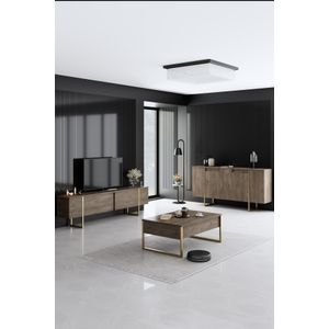 Luxe - Set Namještaja za Dnevni Boravak u Orah i Zlatnoj Boji
