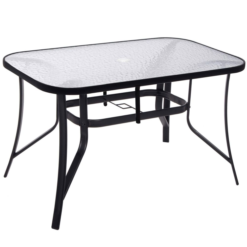 Springos stakleni vrtni stol, crni 150 x 90 cm slika 5
