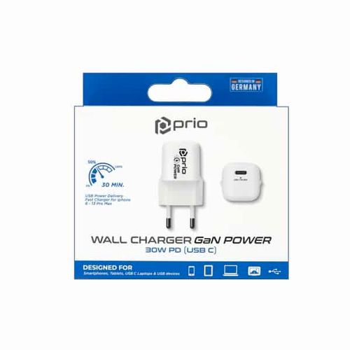 Prio Zidni punjač GaN Power 30W PD (USB C) bijeli slika 1