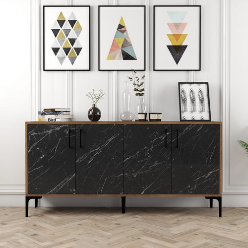 Woody Fashion Komoda, Kiev 160 - Walnut, Black Marble slika 1