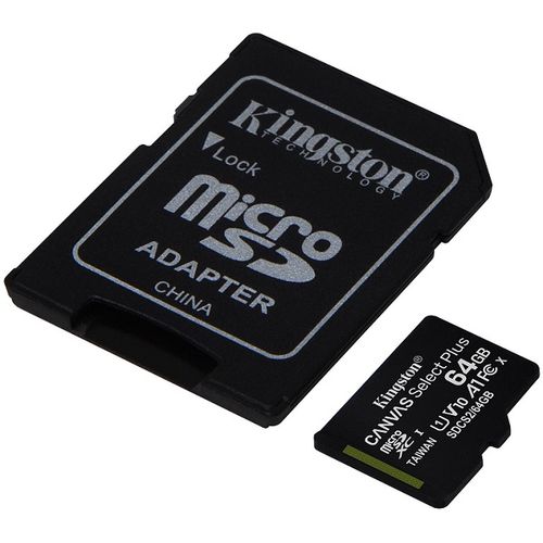 Kingston SDCS2/64GB MicroSD 64GB, Canvas Go! Plus, Class 10 UHS-I U1 V10 A1, Read up to 100MB/s, w/SD adapter slika 2