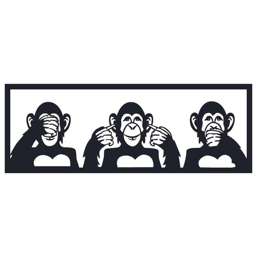 Wallity Metalna zidna dekoracija, Three Monkeys - L slika 1