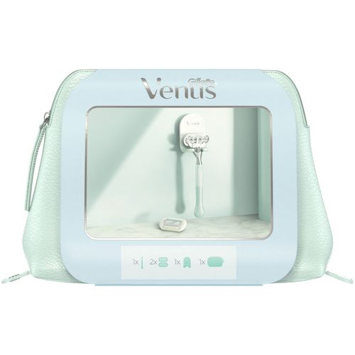 Gillette Venus Poklon paket, britvica s drškom & zamjenska glava & držač za tuš + kozmetička torbica slika 1