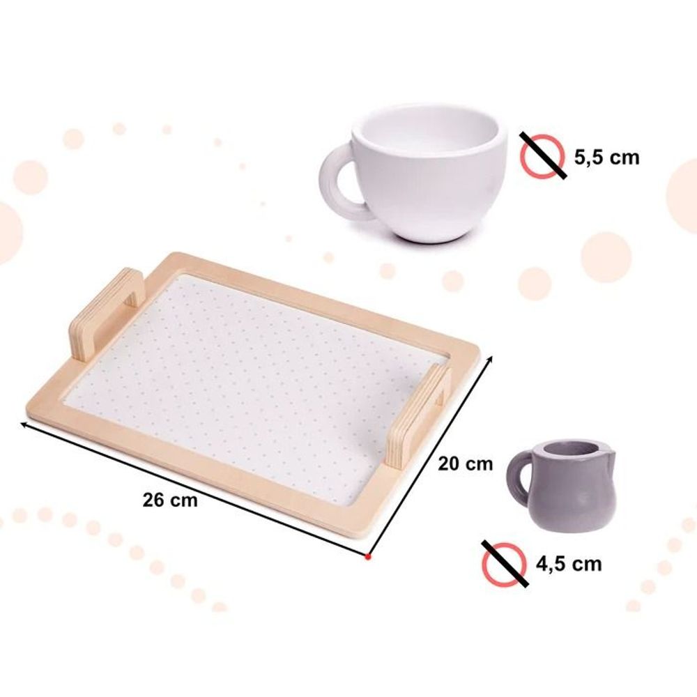 Kinder Home Dječiji drveni set za čaj sa dodacima, Bijeli/Sivi slika 11