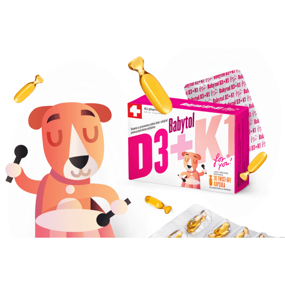 BABYTOL D3+K1 CAPS 30 (10MCG+25MCG) slika 1