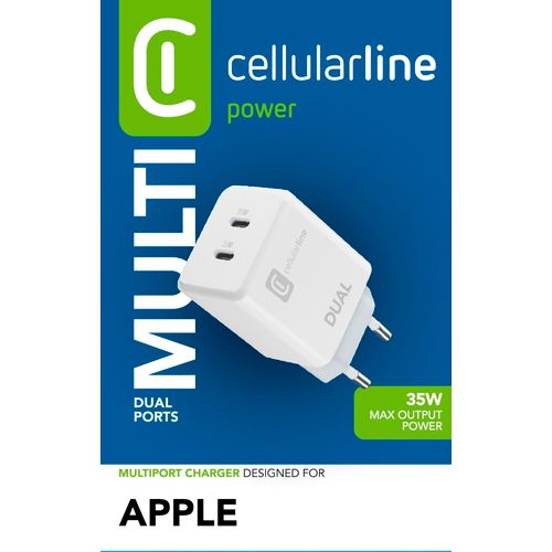 Cellularline kućni punjač za Apple dual 2xUSB-C 35W,white slika 2