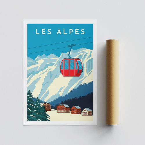 Wallity Poster A3, Les Alpes - 1990 slika 4