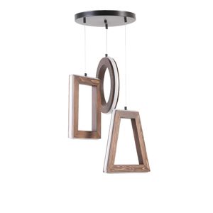 Simetri 3 Lü Ceviz Ledli Avize 3 Renk Walnut Chandelier