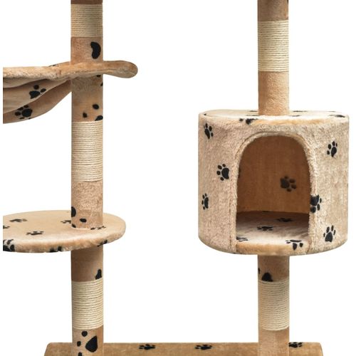 Penjalica Grebalica za Mačke sa Stupovima od Sisala 125 cm Bež s Otiskom Šapa slika 14