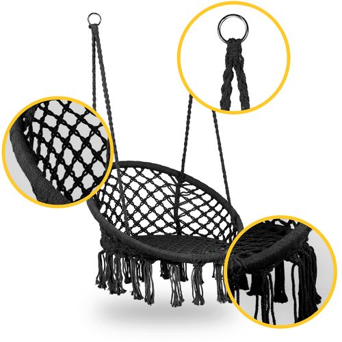 Viseća stolica mreža crna slika 6