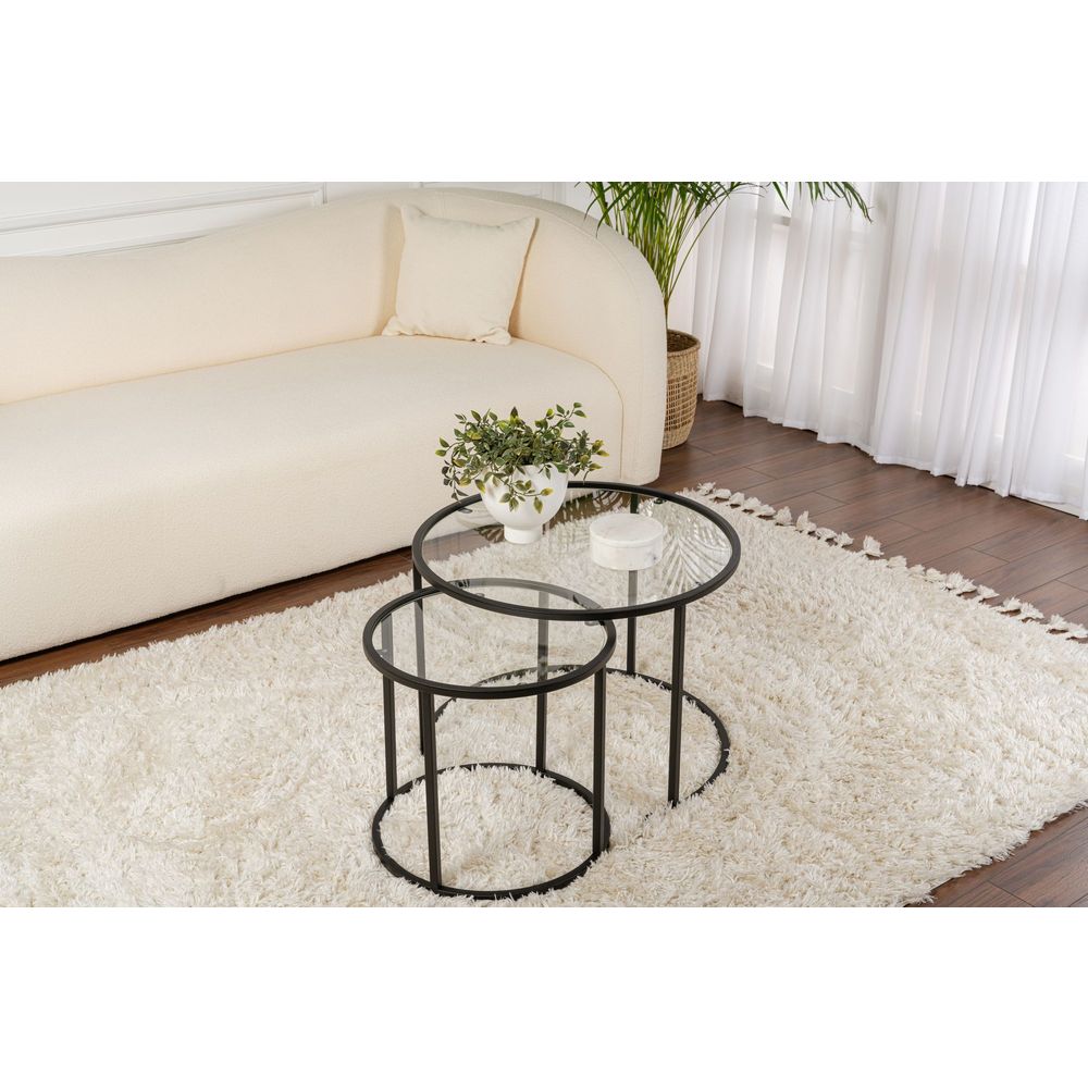 Set staklenih stolova Aurum -  60, 42 - crni, transparentni slika 1
