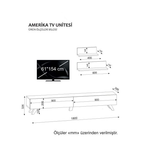 Woody Fashion TV jedinica, Bijela boja Orah, Amerika - White, Walnut slika 5