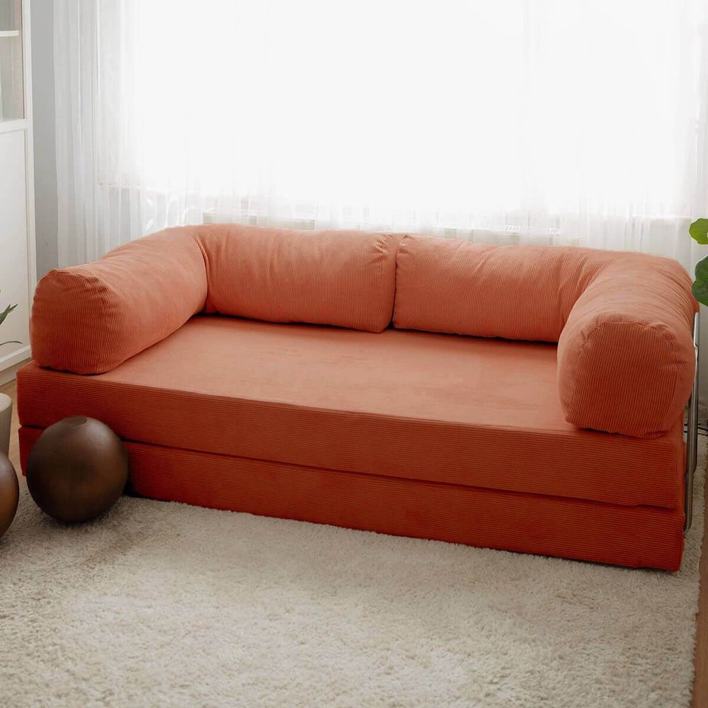Nook - Sofa na razvlačenje s cvjetovima nara u crvenoj boji slika 1