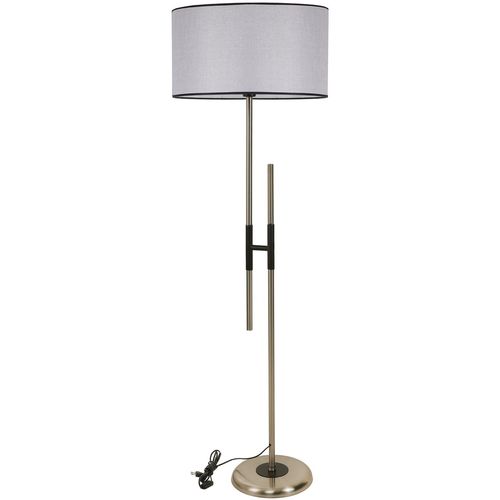 Felix Mat Krom Lambader Silindir Açık Hasır Gri Abajurlu Light Grey Floor Lamp slika 1