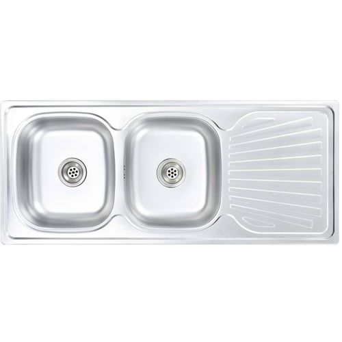 Dvostruki sudoper s cjedilom i sifonom od nehrđajućeg čelika slika 10