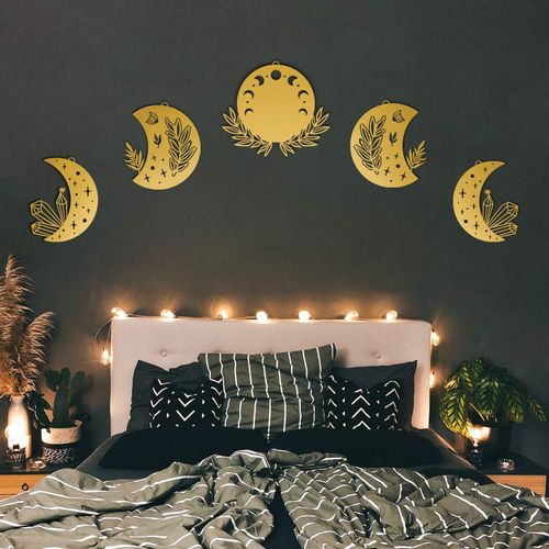 Wallity Metalna zidna dekoracija Moon Phases Metal Wall Art - APT615 - Gold slika 1