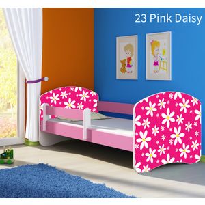 Dječji krevet ACMA s motivom, bočna roza 140x70 cm - 23 Pink Daisy