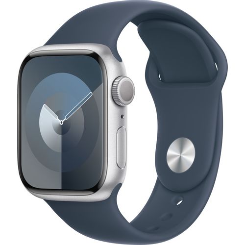 Apple Watch S9 GPS 41mm Silver Alu Case w Storm Blue Sport Band - M/L ( mr913se/a) slika 1