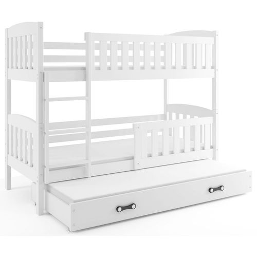 Drveni dečiji krevet na sprat Kubus sa 3 kreveta - beli - 200x90 cm slika 2