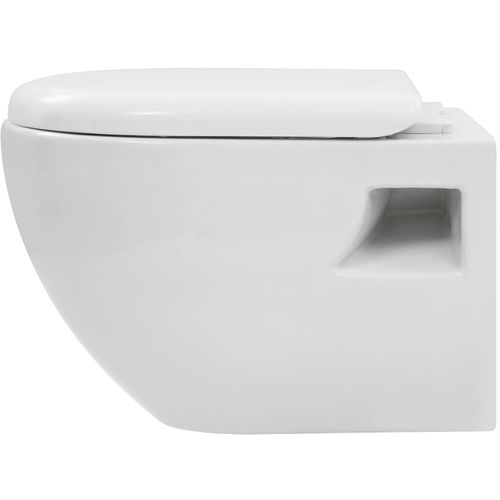 Zidna toaletna školjka s ugradbenim vodokotlićem keramička bijela slika 37