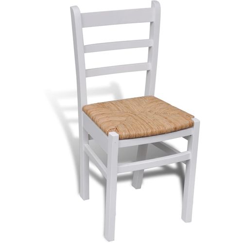 Blagovaonske stolice od borovine i rogoza 6 kom bijele slika 5