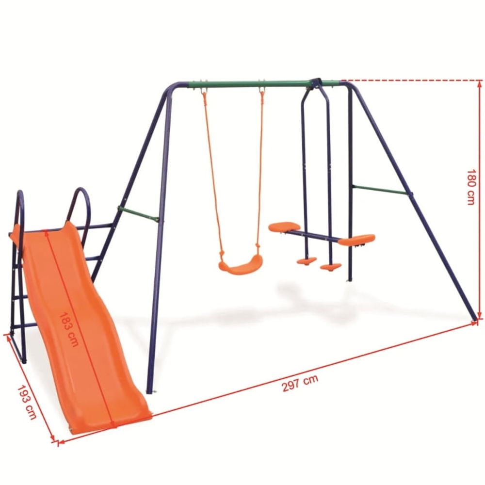 Set ljuljačka za djecu sa 3 sjedišta i tobogan 183cm slika 1