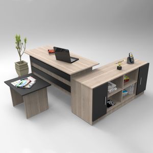 Vo10-Ob Oak Crni Set Uredskog Namještaja