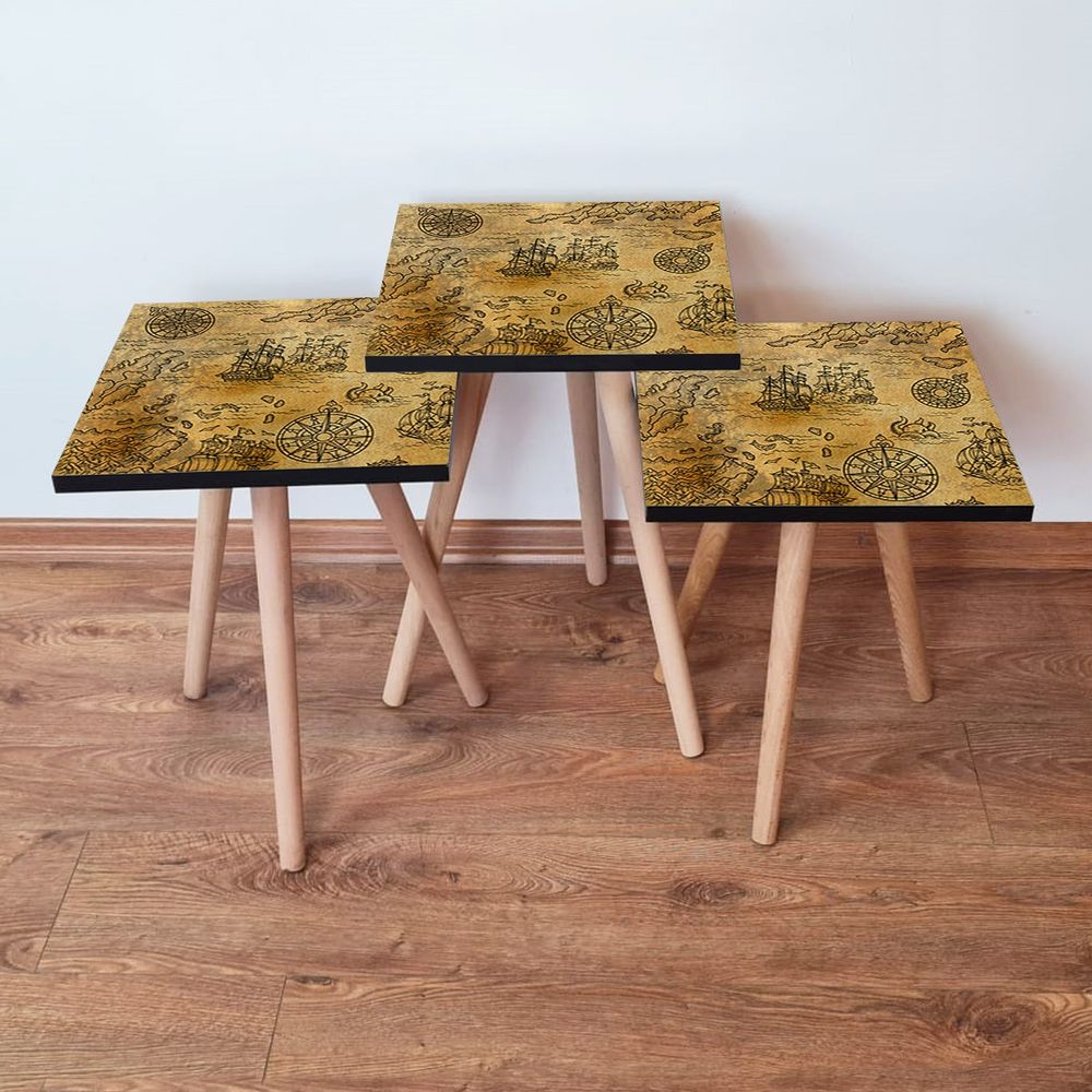 Set Nesting Stolova 3Shp145 - 3 komada - boje: kamel, smeđa slika 1