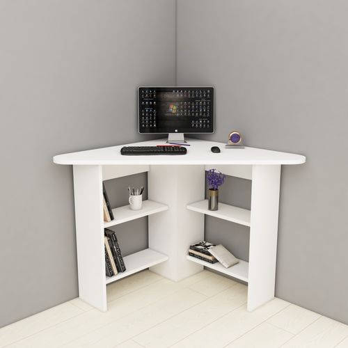 Corner - White White Study Desk slika 3