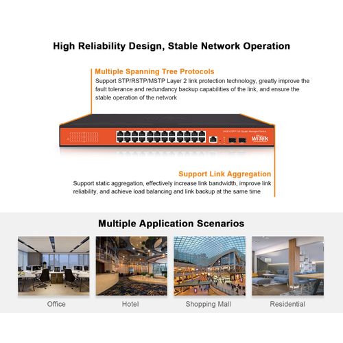 Wi-Tek WI-MS310GF 8GE+2SFP Ports L2 Managed Switch slika 3