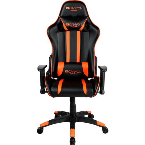 CANYON Fobos GС-3 Gaming chair, PU leather, Cold molded foam, Metal Frame, Top gun mechanism, 90-165 dgree, 2D armrest, Class 4 gas lift, Nylon 5 Stars Base, 60mm PU caster, black+Orange. slika 1