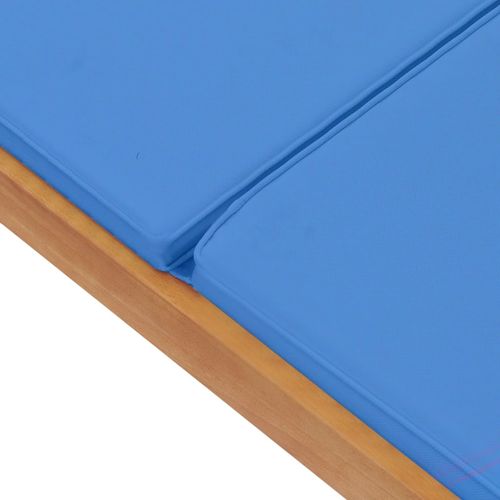 Ležaljka za sunčanje od masivne tikovine s jastukom plava slika 28