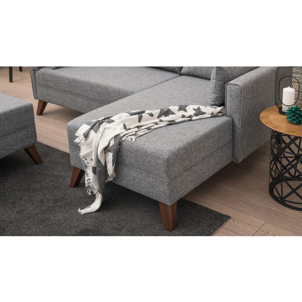Ugaona Sofa Bella Desni Kut 2 Siva - Sofa-Krevet slika 5