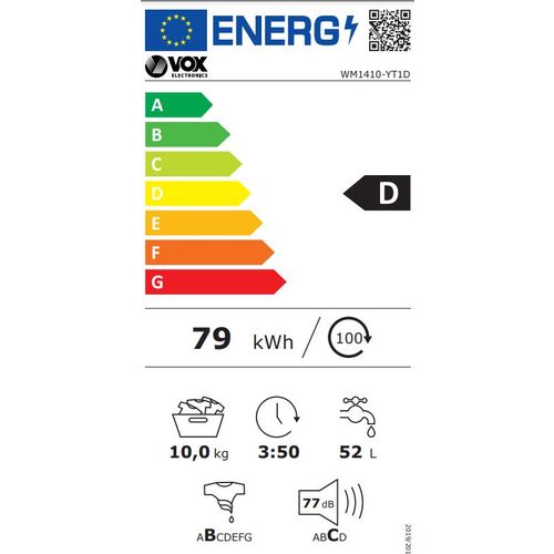 Vox WM1410-YT1D veš mašina, 10 kg, 1400 rpm, dubina 58.2 cm slika 2
