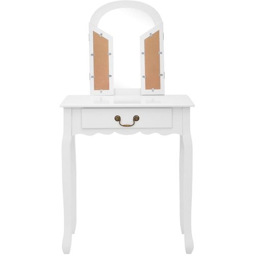 Toaletni stolić sa stolcem bijeli 65x36x128 cm paulovnija i MDF slika 33