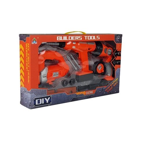 Set alata za djecu s bušilicom Flashlight - 12 elemenata - narančasti slika 7