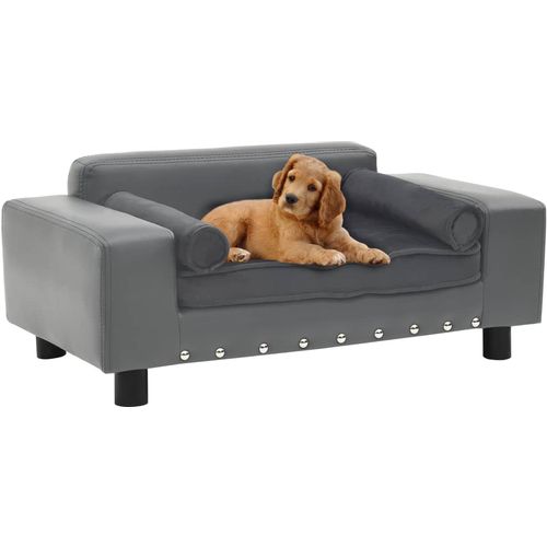 Sofa za pse siva 81 x 43 x 31 cm od pliša i umjetne kože slika 19