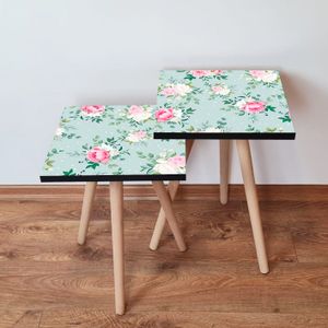 Nesting stolovi 2Shp167 - (2 komada) - boje: zelena, ružičasta, bijela