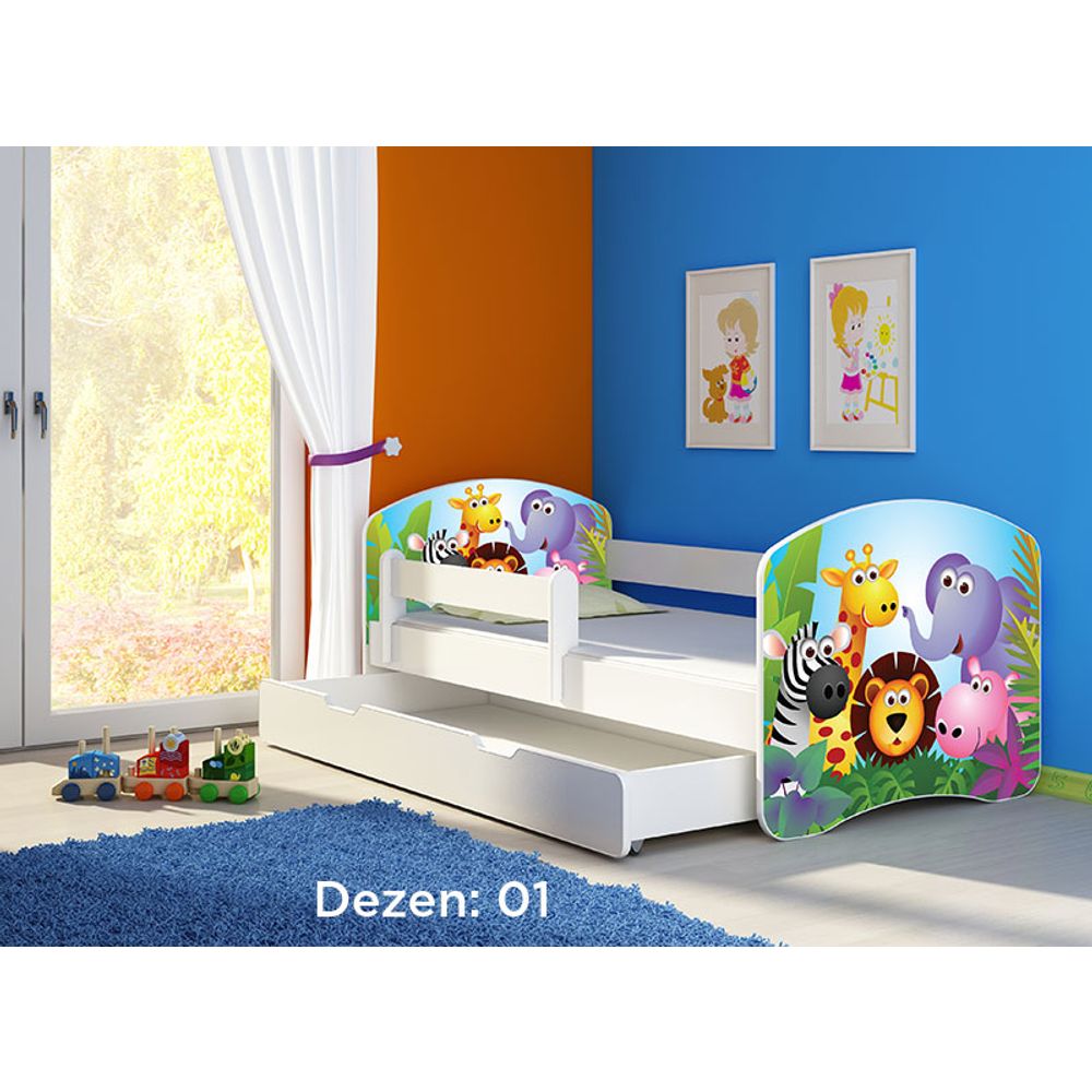 ACMA Dječiji krevet Acma II sa ladicom White - 140x70cm - Dezen 01 slika 2