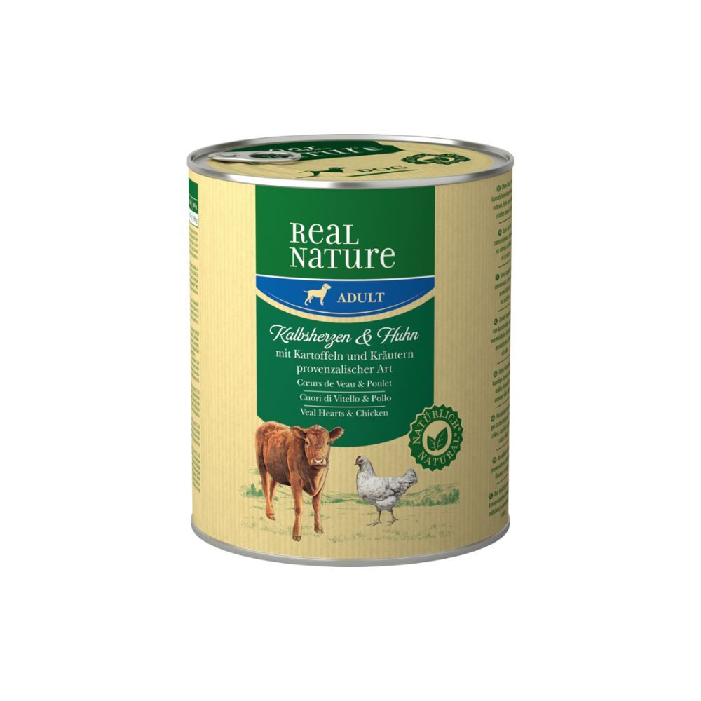 Real Nature Adult teleća srca i piletina s krumpirom 800 g slika 1