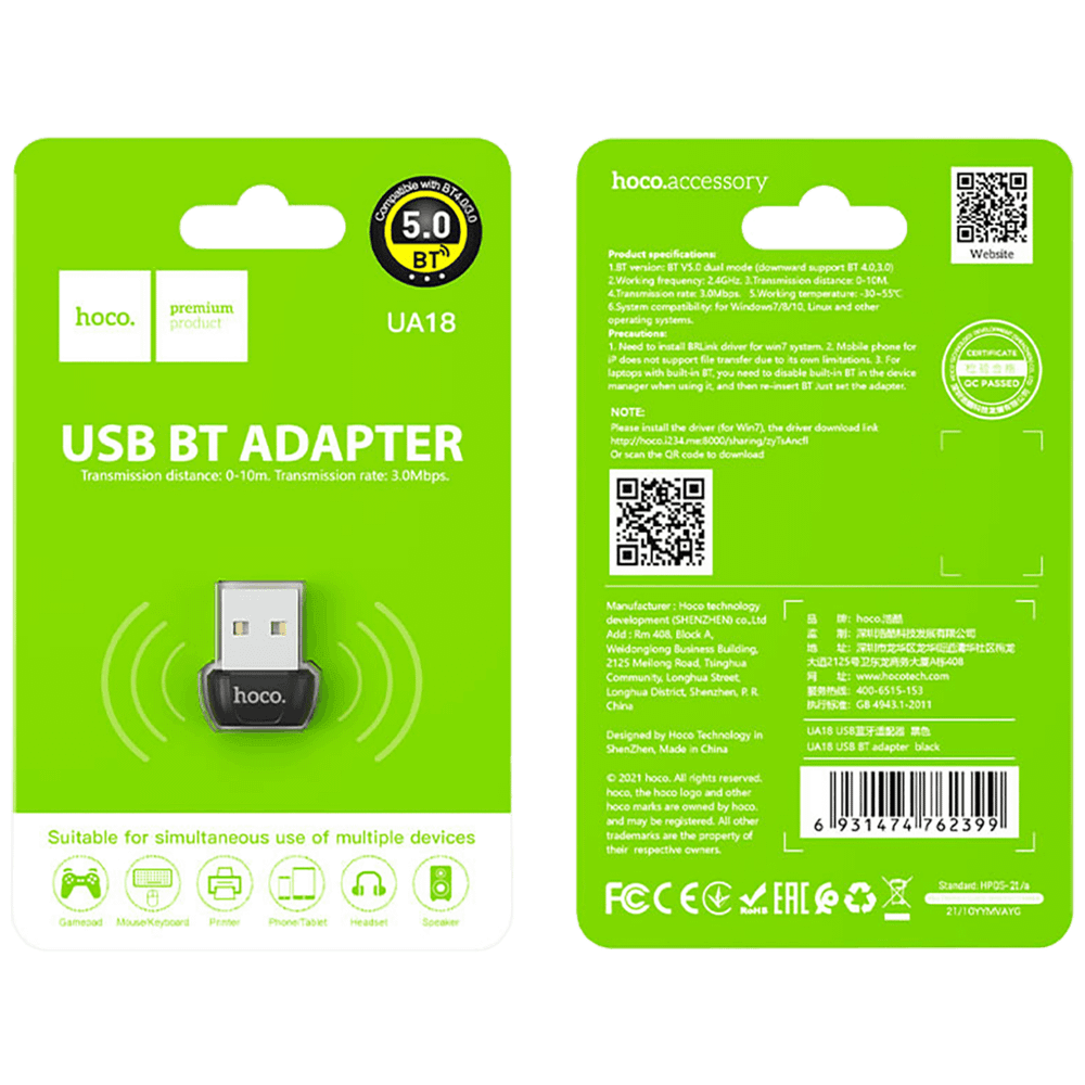 hoco. Adapter USB to Bluetooth v5.0, UA18 slika 2