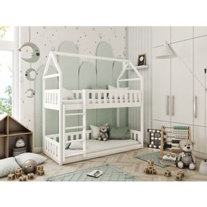 Drveni dječji krevet na kat Pola - bijeli - 160*80 cm