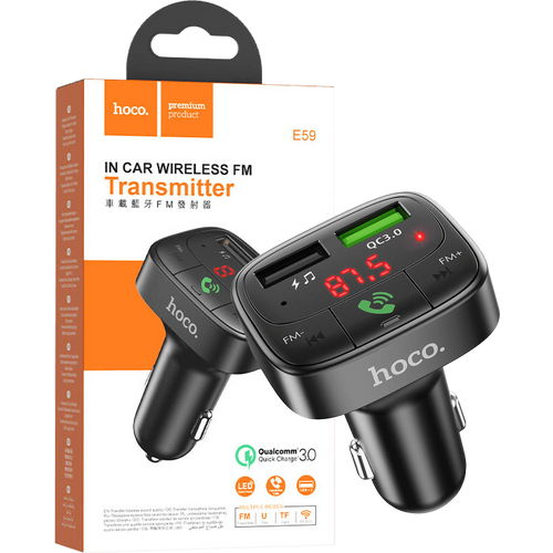 hoco. FM transmiter, punjač za auto, BT v5.0, 2 x USB - E59 Promise slika 2