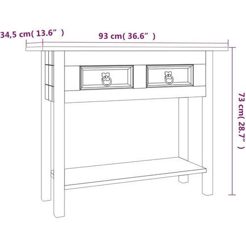 Konzolni stol borovina meksički stil Corona sivi 90x34,5x73 cm slika 39