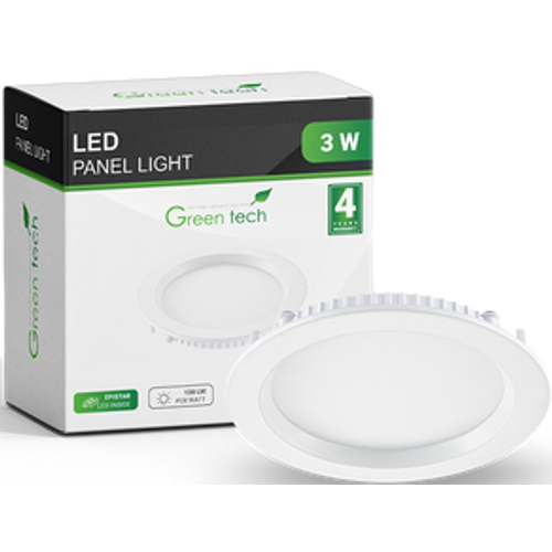 Green Tech LED panel 3W, 4200K, ugradni, okrugli slika 1