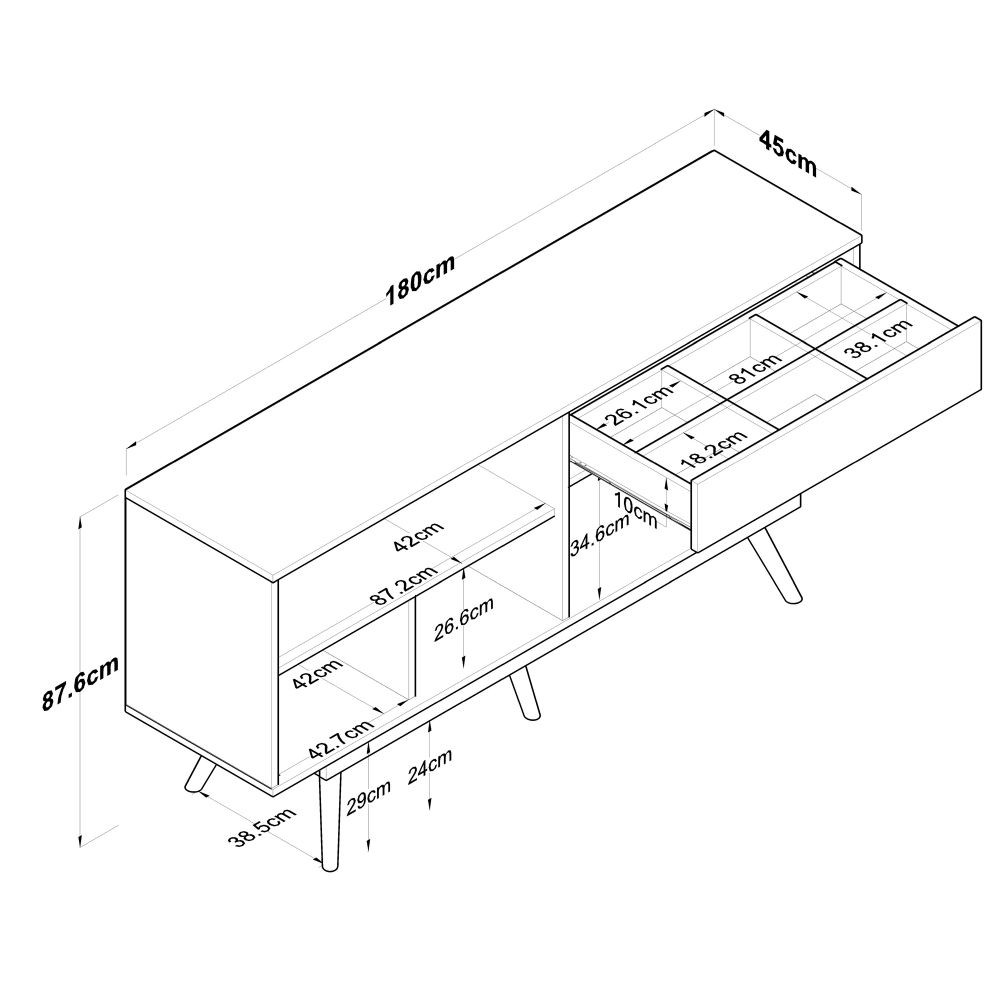 Konzola / Komoda GD110 - 3327 boja/tekstura: Orah, Bijela slika 10