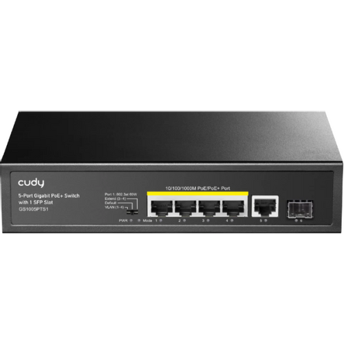 Cudy GS1005PTS1 5-Port 10/100/1000M Gigabit 4PoE+ 1RJ45 Switch with 1 SFP Slot slika 1