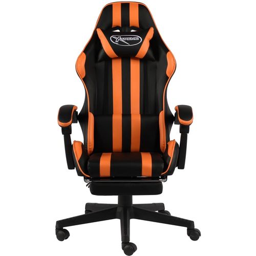 Igraća stolica s osloncem za noge crno-narančasta umjetna koža slika 18